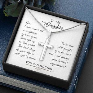 To My Daughter You Can Do This Cross Necklace